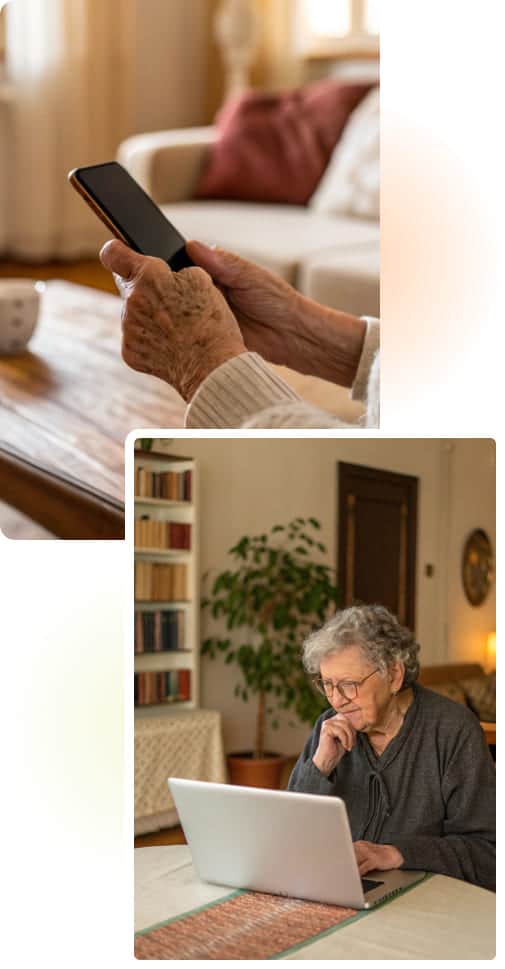 Person bei der Suche nach einer Putzfrau auf einem Laptop – einfache Auswahl professioneller Haushaltshilfen in der Nähe.