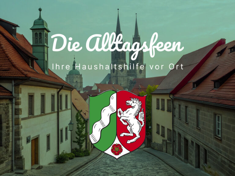 Die Alltagsfeen Logo mit NRW Karte im Hintergrund