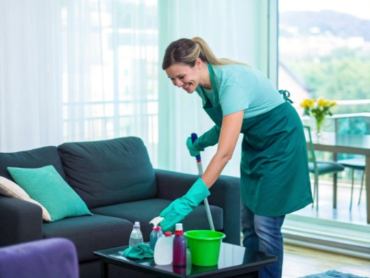 Gründliche Hausreinigung in einem Wohnzimmer in Burscheid