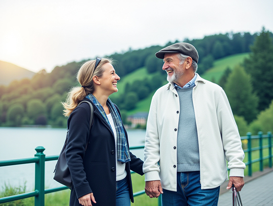 Alltagsfee begleitet Seniorin beim Spaziergang an der Wuppertalsperre Hückeswagen