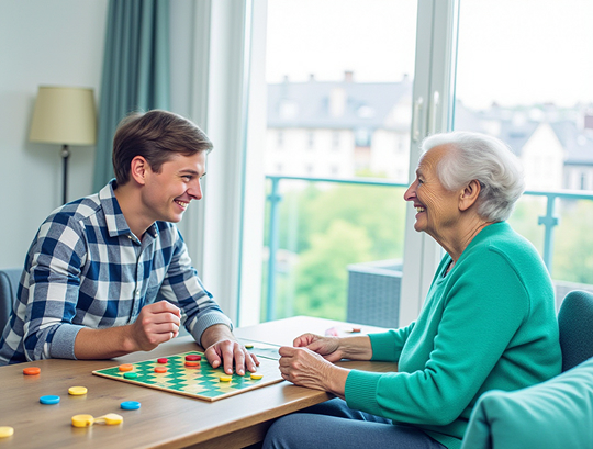 Alltagsfee beim gemeinsamen Brettspiel mit Senior in Stemwede