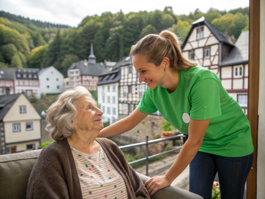 Seniorin in Monschau wird von Alltagsfeen Haushaltshilfe liebevoll betreut