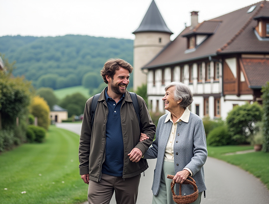 Alltagsfeen Mitarbeiterin und Kundin beim Spaziergang am Schloss Nordkirchen