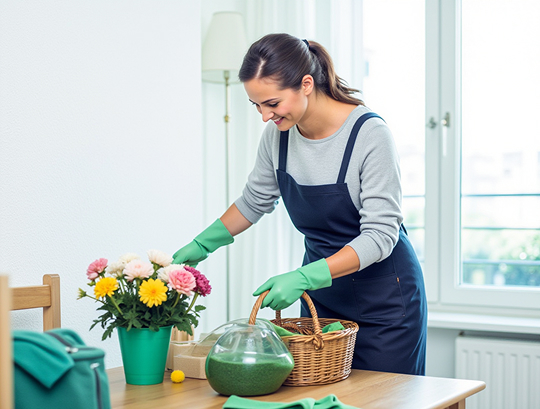 Freundliche Alltagsfee beim Blumengießen in Schmallenberg
