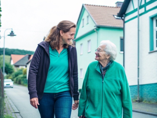 Haushaltshilfe Nettersheim begleitet Klienten bei einem Spaziergang