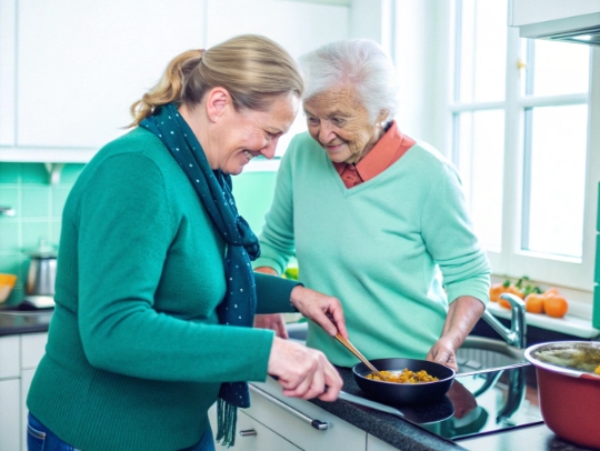 Haushaltshilfe Roetgen beim gemeinsamen Kochen